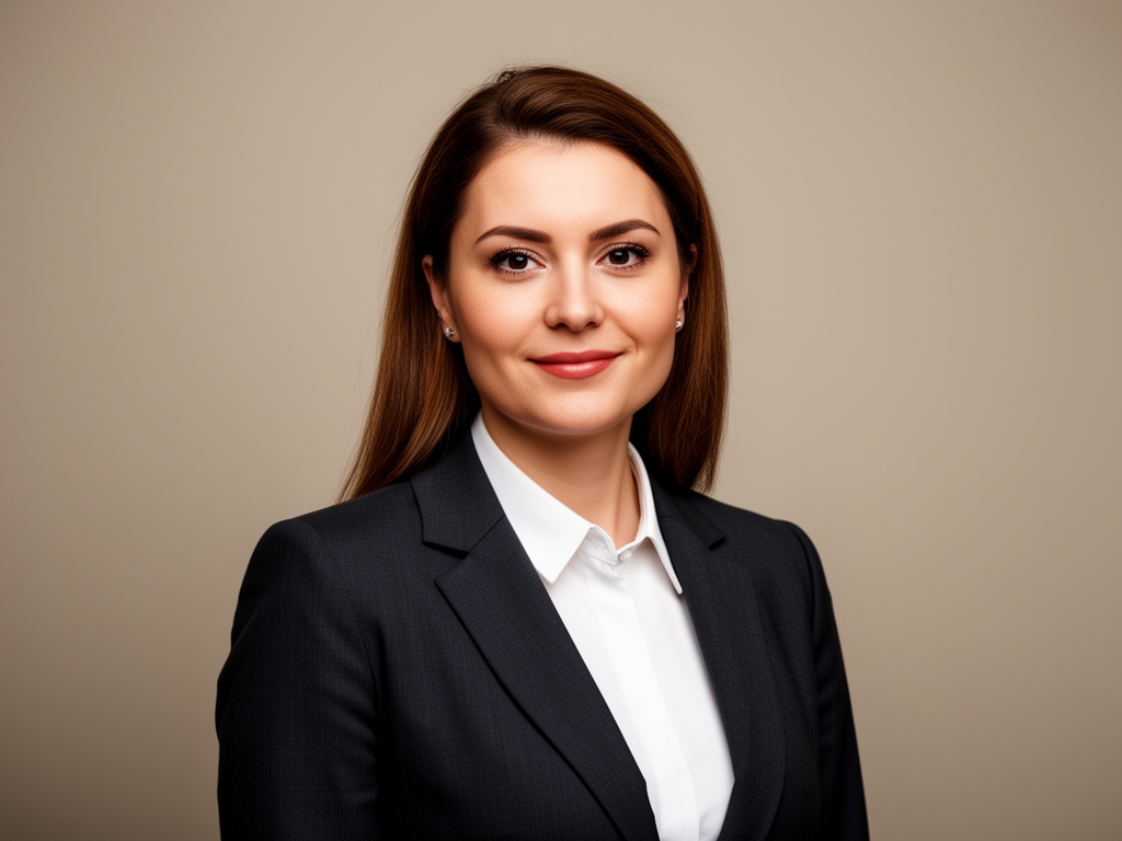 Профессиональный портрет женщины в строгом костюме, эксперт по финтех и машинному обучению